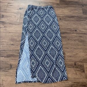 Derek Hart diamond black + white slit maxi skirt